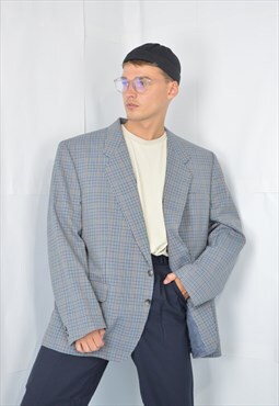 Vintage grey checkered classic suit blazer