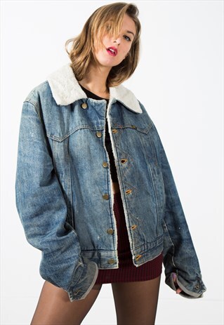 VINTAGE LEE SHEEPSKIN DENIM JACKET / S1927