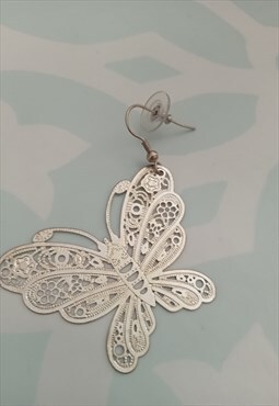 Silver tone butterfly earrings