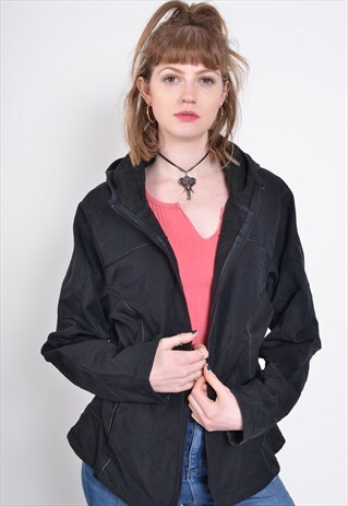 VINTAGE CHAMPION ZIP UP HOODIE BLACK