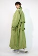 VINTAGE 80'S HEAD WINTER PUFFER TRENCH COAT IN GREEN MEDIUM