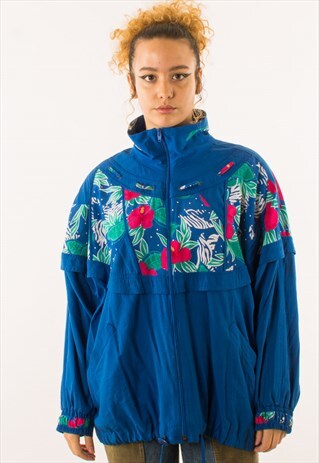 VINTAGE 90S BLUE FLORAL CRAZY PRINT JACKET