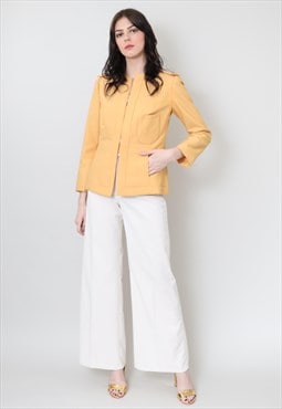 70's Vintage Ladies Jacket Wool Yellow Lined Blazer