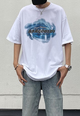 White Graphic oversized T shirt tee