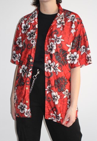 90S VINTAGE HAWAIIAN BUTTON UP TOP