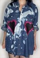 TWO HEARTS- HAND PAINTED/ACID WASH REWORKED SHIRT