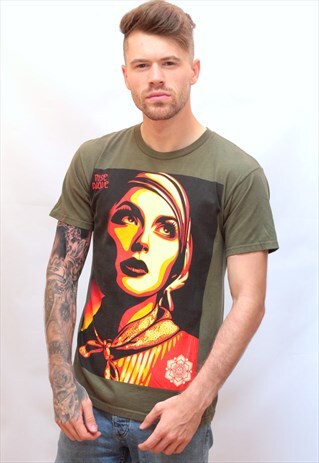 VINTAGE ARMY GREEN GRAPHIC OBEY T-SHIRT
