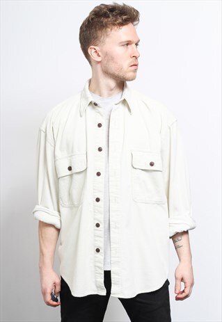 VINTAGE CORDUROY CORD SHIRT CREAM