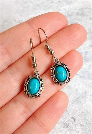 ANTIQUE-STYLE TURQUOISE STONE EARRINGS