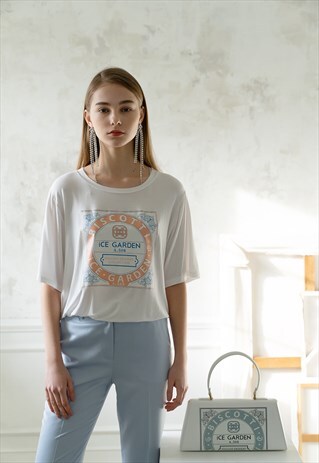 BISCOTTI PRINT T-SHIRT(CNATALOUPE)