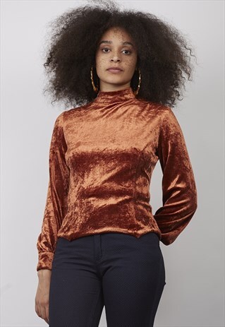 VINTAGE 70'S COPPER VELVET TOP