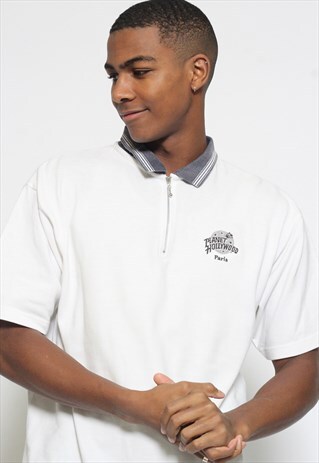 VINTAGE PLANET HOLYWOOD 1/4 ZIP POLO SHIRT