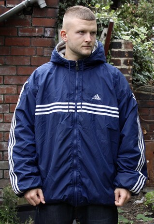VINTAGE REVERSIBLE ADIDAS HOODED JACKET XXL