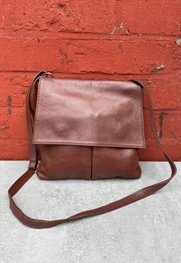 Y2K Small Soft Brown Leather Cross Body Bag