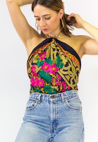 VINTAGE 90'S GOLD CHAIN HALTER TOP