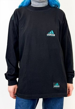 VINTAGE 90S ADIDAS EQUIPMENT BLACK LONG SLEEVED T-SHIRT 