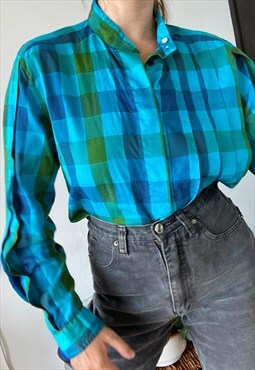 Vintage 80s LOUISE BEEN Checked Milkmaid blouse shirt top