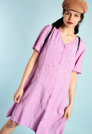 VINTAGE 90'S RETRO BOHO PARIS CHIC FLORAL PRINT MINI DRESS