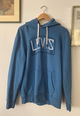 VINTAGE LEVI'S PULLOVER HOODIE SWEATSHIRT BLUE