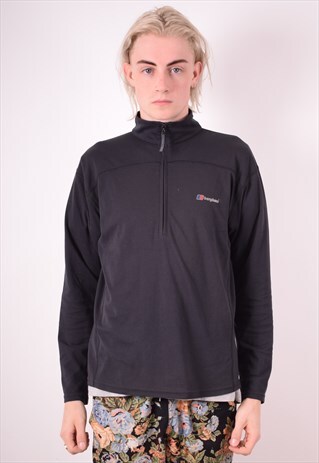 BERGHAUS MENS VINTAGE TOP LONG SLEEVE MEDIUM BLACK 90S