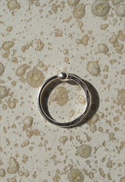 Sterling Silver Nose Ring With Hammered Cut 10mm 