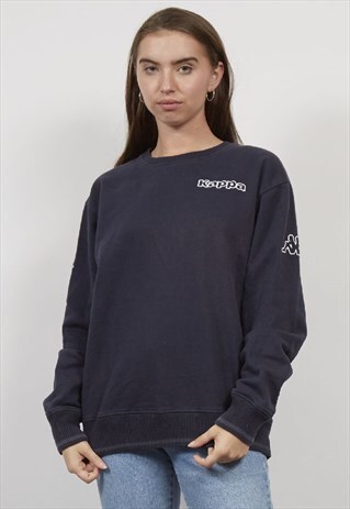 VINTAGE 90'S KAPPA TRIPLE LOGO NAVY SWEATSHIRT