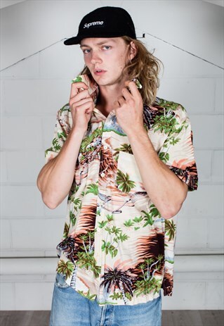 VINTAGE CREAM FLOWER SHORT SLEEVE SHIRT