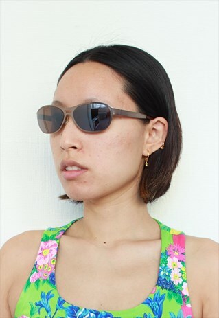 Y2K STYLE BROWN LENS BOLD FRAME SUNGLASSES