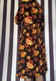 VINTAGE 70S MIDI MAXI MULTICOLOURED FLORAL GEOMETRIC PRINT