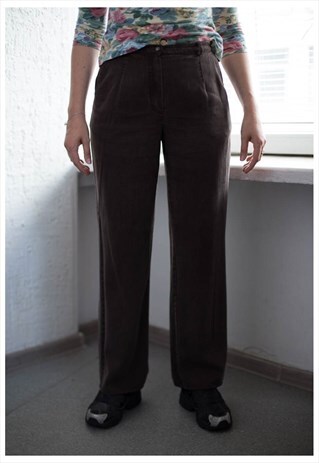 VINTAGE 80'S BROWN WIDE JEANS LOOKS TROUSERS