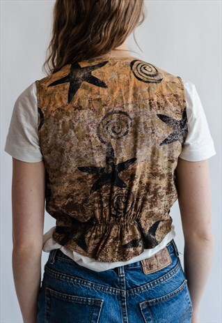 VINTAGE 70S BOHO VEST IN BROWN