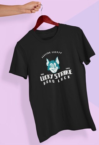 LUCKY STRIKE WOLF CIGAR BAD BOY BLACK T-SHIRT TSHIRT TEE