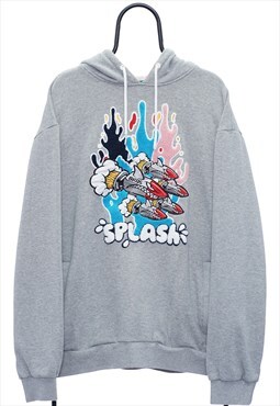 BKYS Splash Embroidered Grey Hoodie Womens