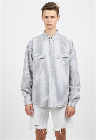 VINTAGE BLUE ADIDAS LONG SLEEVE CHECKERED SHIRT