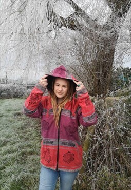 Men and Women's Fleece Lined Pink Purple Stonewash Jacket 