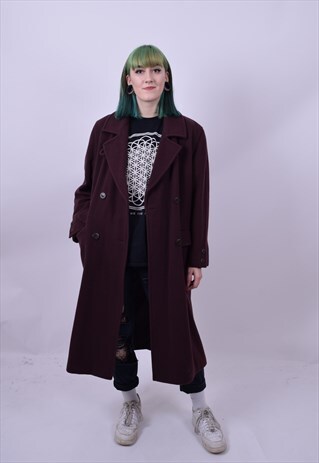 VINTAGE 90'S OVERSIZED BROWN TRENCH COAT SIZE 12 14 16
