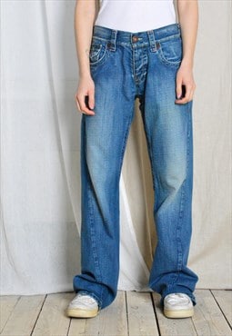 Y2K Faded Blue Flare Womens Jeans