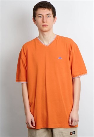 VINTAGE 90'S KAPPA ORANGE V NECK T-SHIRT