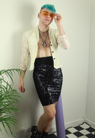 LACE WHITE SHIRT WITH MESH NECK DETAILING & VINTAGE BUTTONS