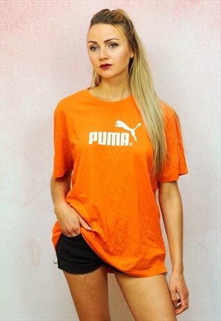 1990S VINTAGE ORANGE AND WHITE OVERSIZED T-SHIRT