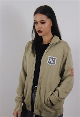 VINTAGE BEIGE RALPH LAUREN ZIP UP JUMPER