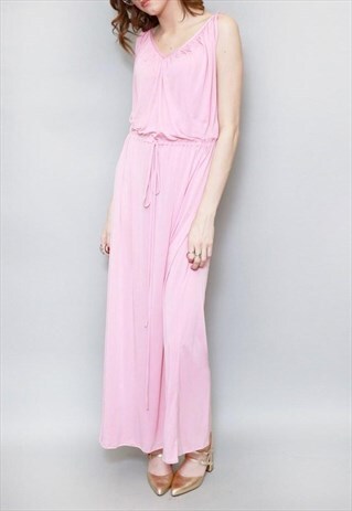 VINTAGE 1970'S AMAZING SILKY PINK FURSTENBURG MAXI DRESS
