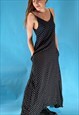 Vintage 1990s Black & White Printed Maxi Dress with Pockets