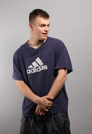 VINTAGE ADIDAS NAVY LOGO TEE