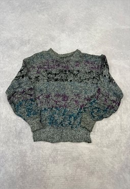 Vintage Knitted Jumper Abstract Patterned Knit Sweater