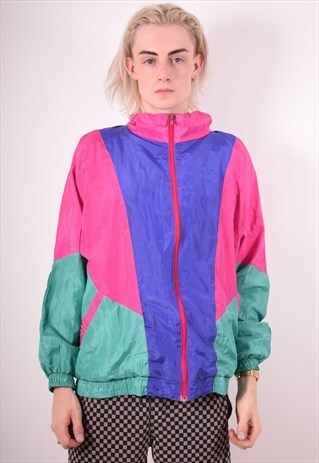 MENS VINTAGE TRACKSUIT TOP JACKET LARGE MULTI 90S