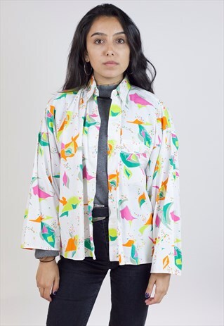VINTAGE 90S PATTERNED WHITE SHIRT