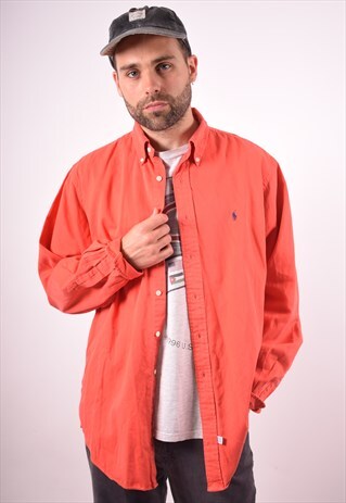 POLO RALPH LAUREN MENS VINTAGE SHIRT XL ORANGE 90S