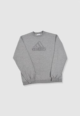 Vintage 90s Adidas Embroidered Logo Sweatshirt in Grey