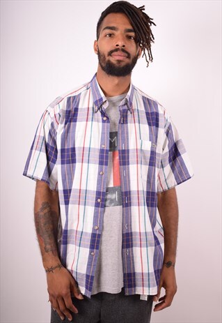 LACOSTE MENS VINTAGE SHIRT LARGE MULTI CHECK 90S